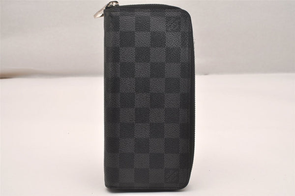 Authentic Louis Vuitton Damier Graphite Zippy Wallet Vertical N63095 LV 5997J