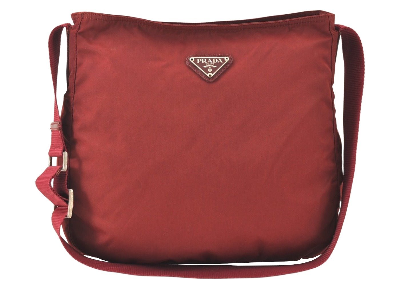 Authentic PRADA Nylon Tessuto Leather Shoulder Cross Body Bag Bordeaux 5998K