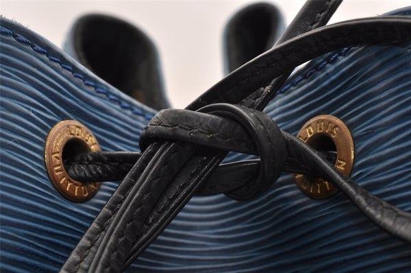 Authentic Louis Vuitton Epi Petit Noe Bi-color Blue x Black Drawstring Bag 6001I