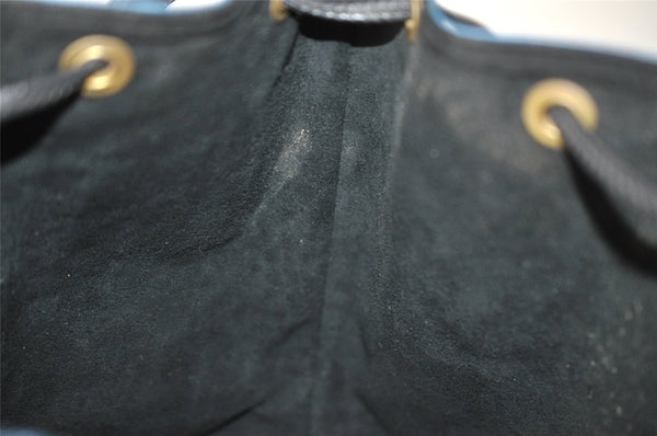 Authentic Louis Vuitton Epi Petit Noe Bi-color Blue x Black Drawstring Bag 6001I