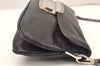 Authentic PRADA Vintage Leather Chain Shoulder Hand Bag Black 6002K