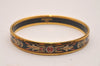 Authentic HERMES Vintage Email PM Bangle Gold Black 6003J