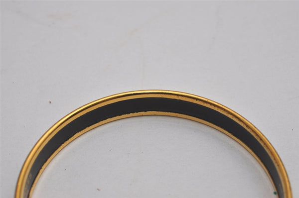 Authentic HERMES Vintage Email PM Bangle Gold Black 6003J