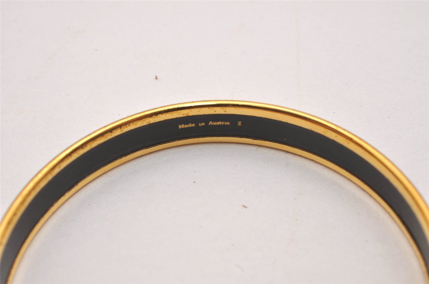 Authentic HERMES Vintage Email PM Bangle Gold Black 6003J