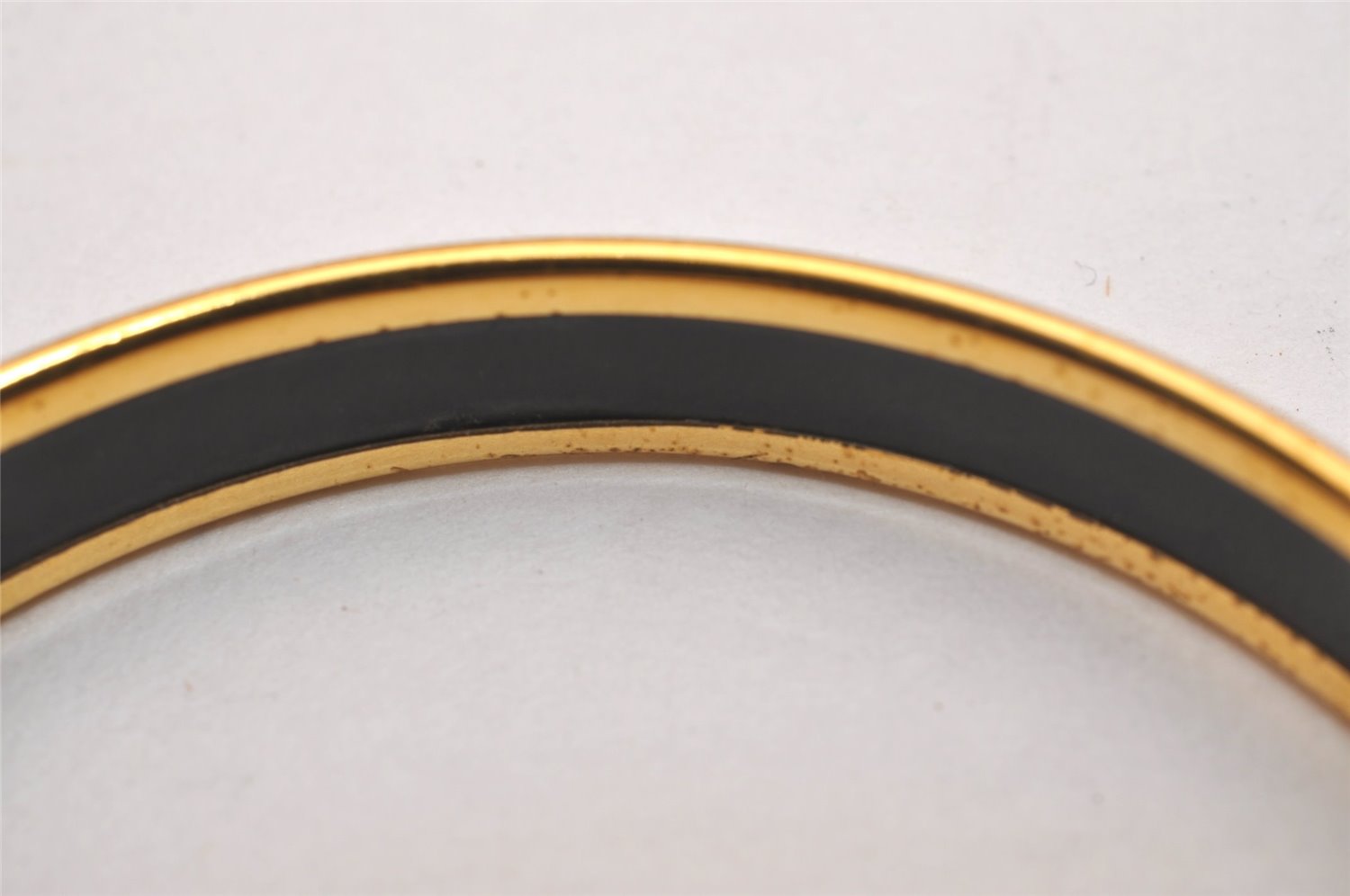 Authentic HERMES Vintage Email PM Bangle Gold Black 6003J