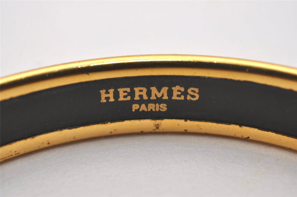 Authentic HERMES Vintage Email PM Bangle Gold Black 6003J