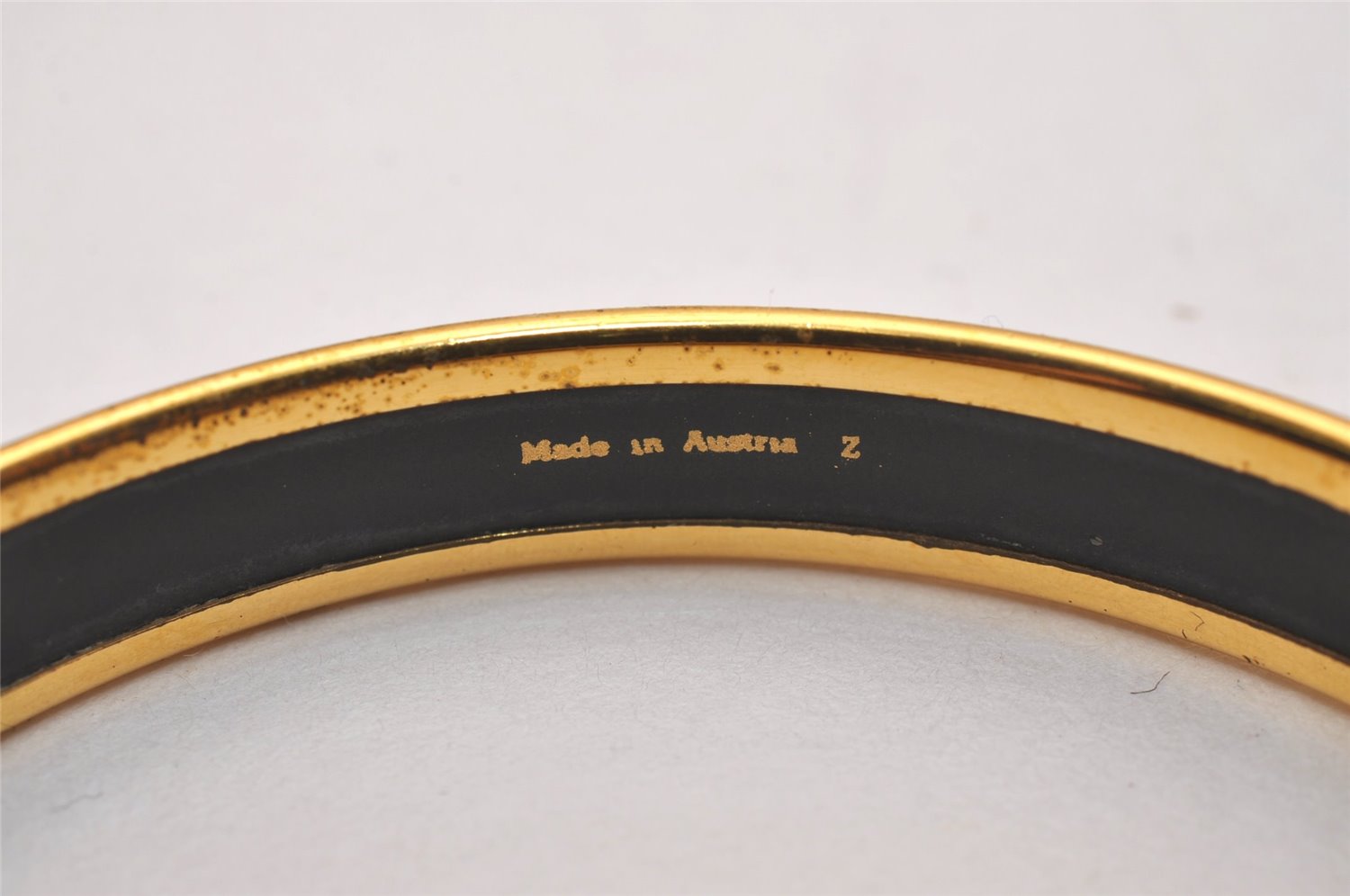 Authentic HERMES Vintage Email PM Bangle Gold Black 6003J