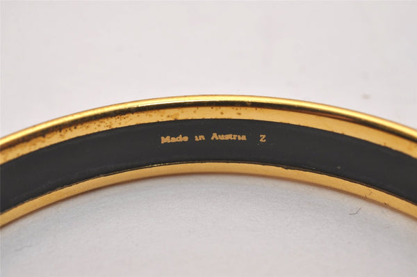 Authentic HERMES Vintage Email PM Bangle Gold Black 6003J