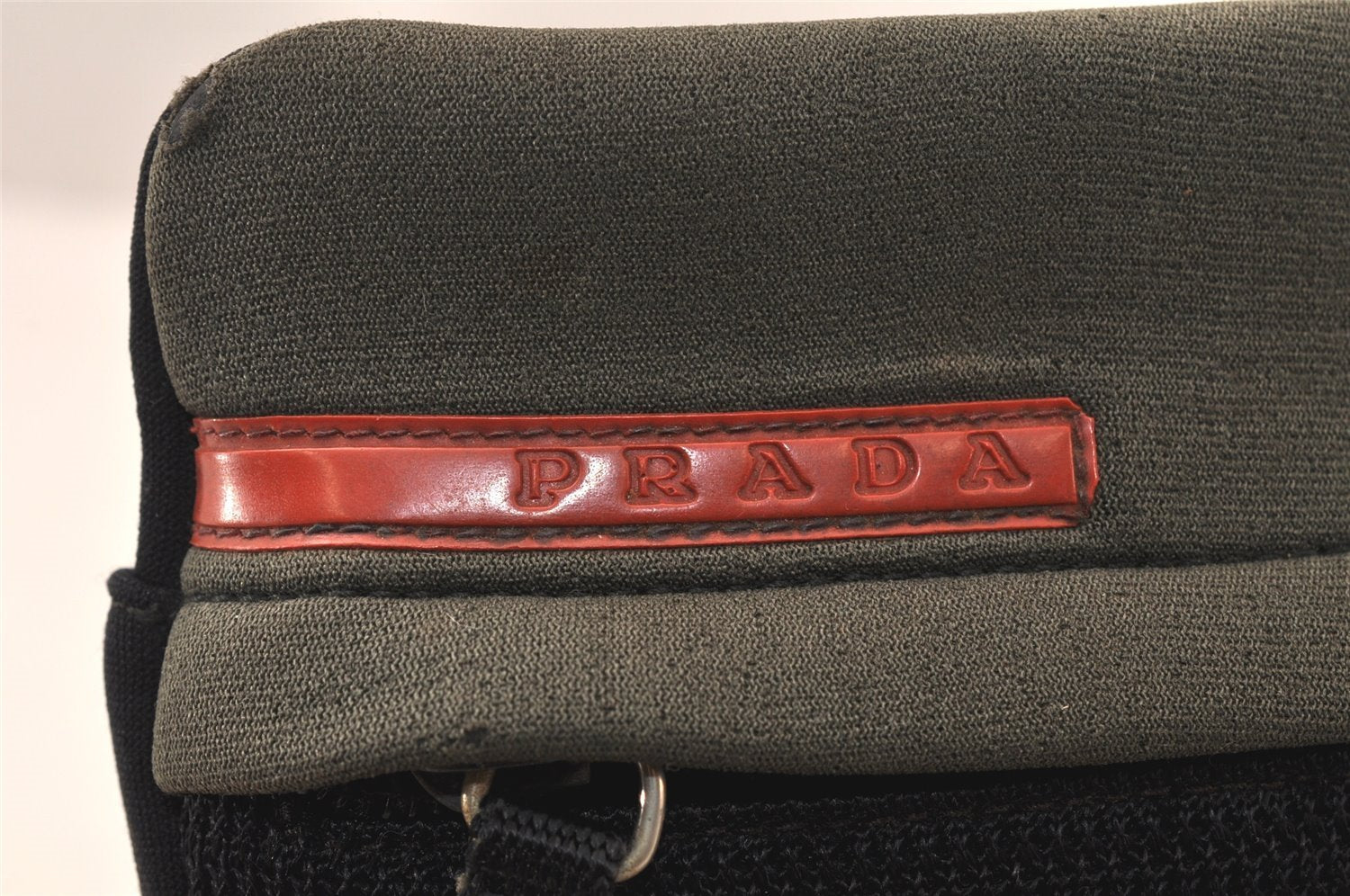 Authentic PRADA Sports Vintage Jersey Shoulder Cross Body Bag Purse Black 6003K