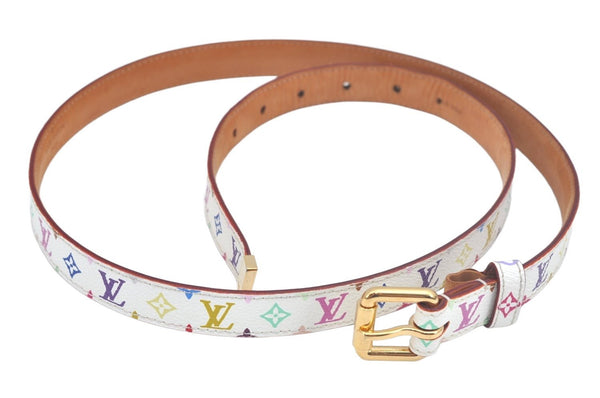 Louis Vuitton Monogram Multicolor Ceinture Carre Belt White 35.4" M9272 LV 6005I