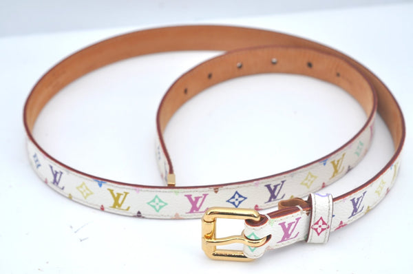 Louis Vuitton Monogram Multicolor Ceinture Carre Belt White 35.4" M9272 LV 6005I