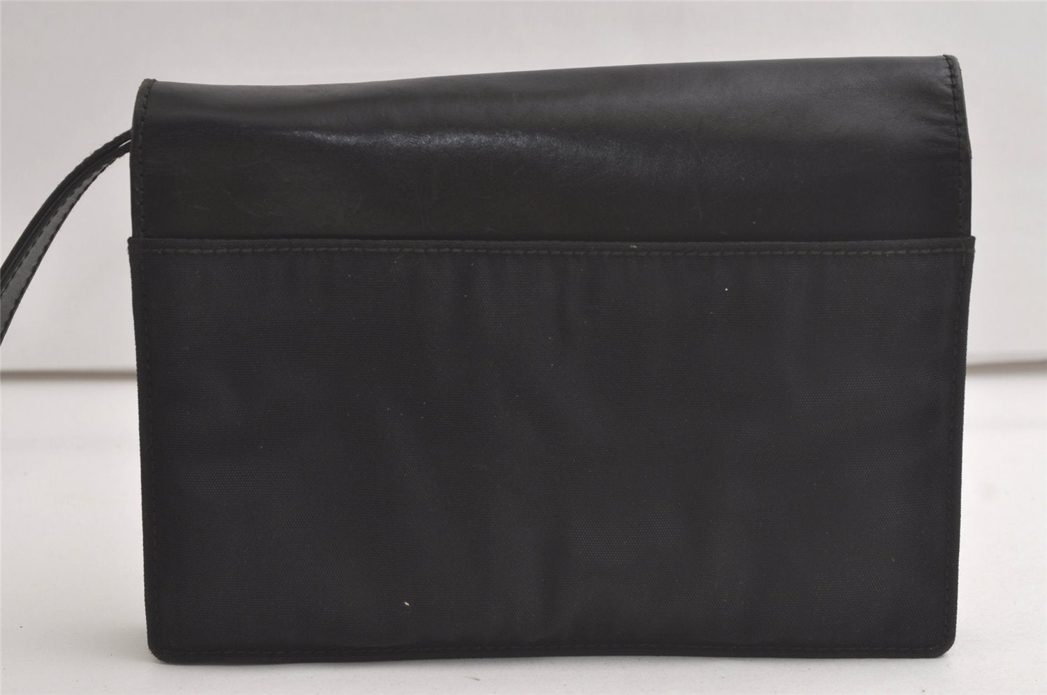 Authentic GUCCI Vintage Clutch Hand Bag Purse Nylon Leather Black 6006K