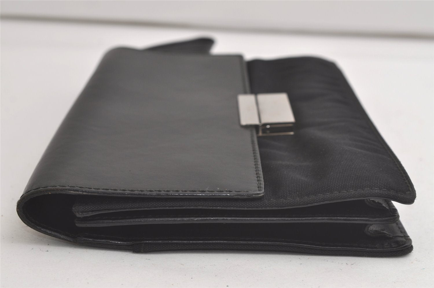 Authentic GUCCI Vintage Clutch Hand Bag Purse Nylon Leather Black 6006K