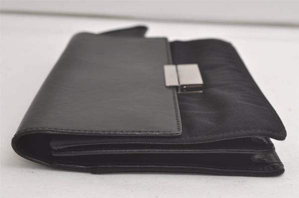 Authentic GUCCI Vintage Clutch Hand Bag Purse Nylon Leather Black 6006K