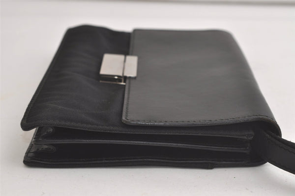 Authentic GUCCI Vintage Clutch Hand Bag Purse Nylon Leather Black 6006K