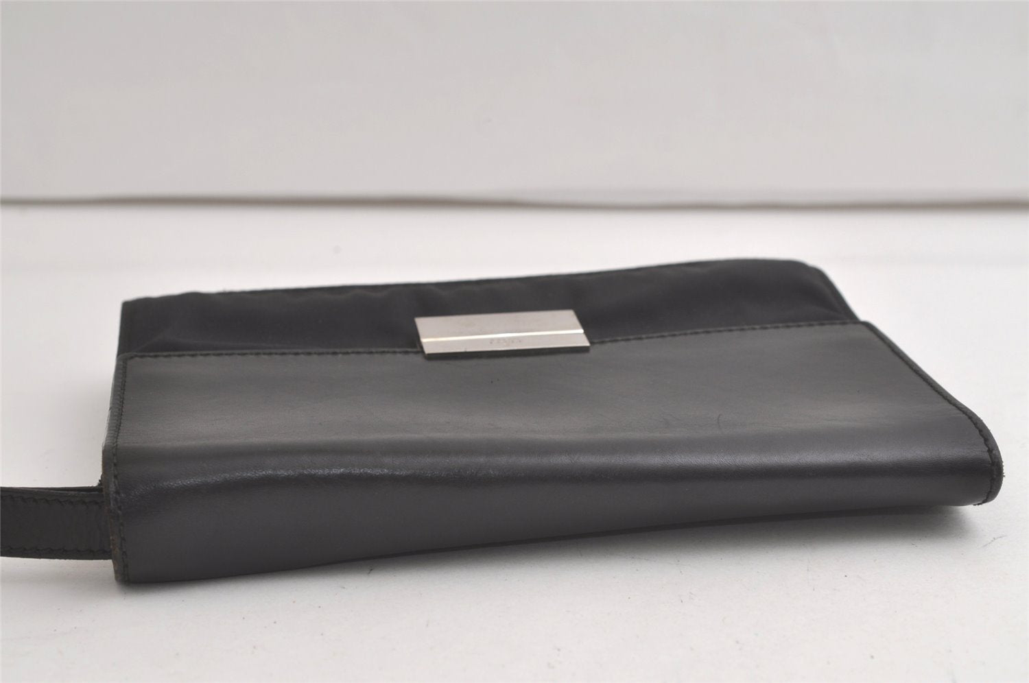 Authentic GUCCI Vintage Clutch Hand Bag Purse Nylon Leather Black 6006K