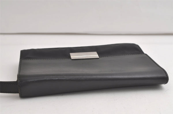 Authentic GUCCI Vintage Clutch Hand Bag Purse Nylon Leather Black 6006K