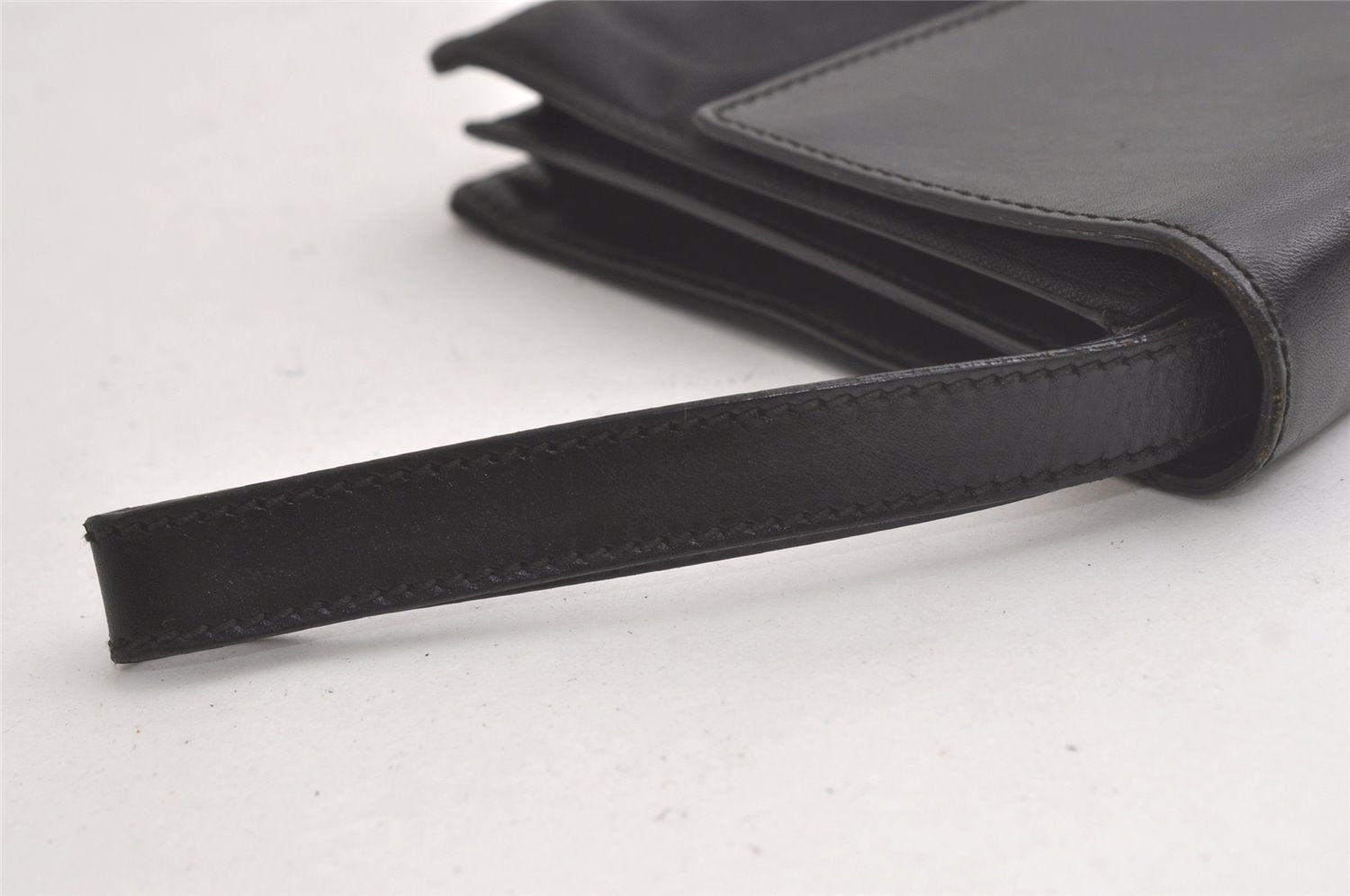 Authentic GUCCI Vintage Clutch Hand Bag Purse Nylon Leather Black 6006K