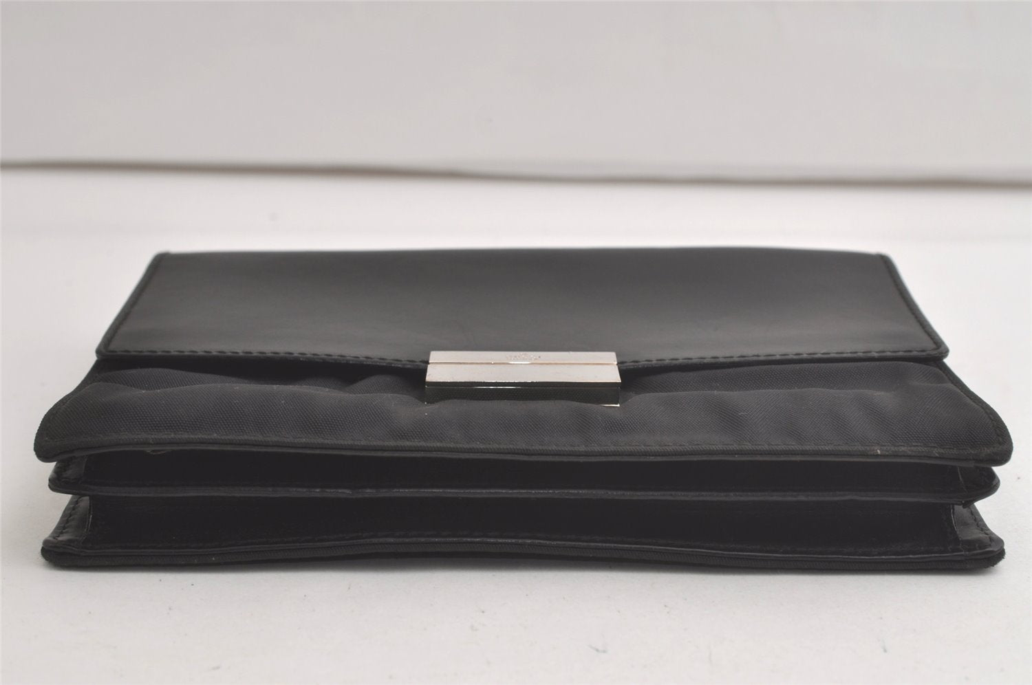 Authentic GUCCI Vintage Clutch Hand Bag Purse Nylon Leather Black 6006K