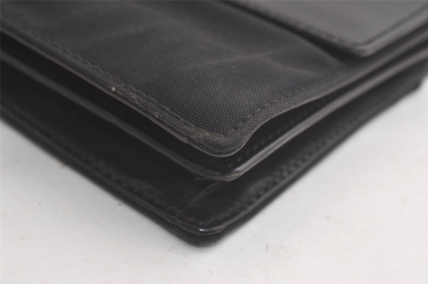 Authentic GUCCI Vintage Clutch Hand Bag Purse Nylon Leather Black 6006K