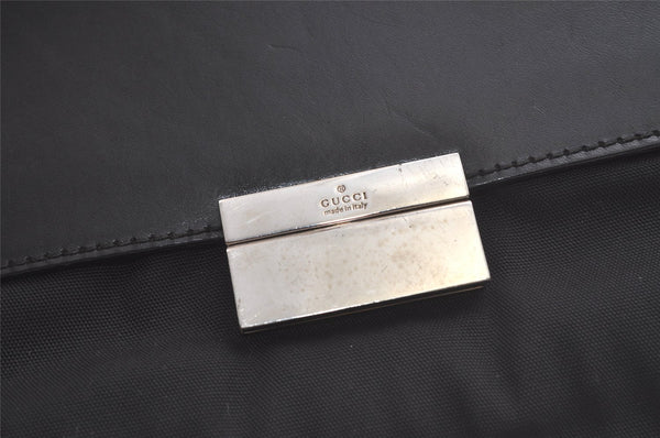 Authentic GUCCI Vintage Clutch Hand Bag Purse Nylon Leather Black 6006K