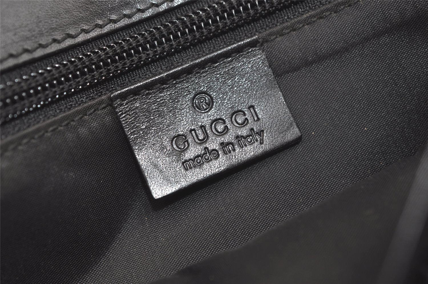 Authentic GUCCI Vintage Clutch Hand Bag Purse Nylon Leather Black 6006K