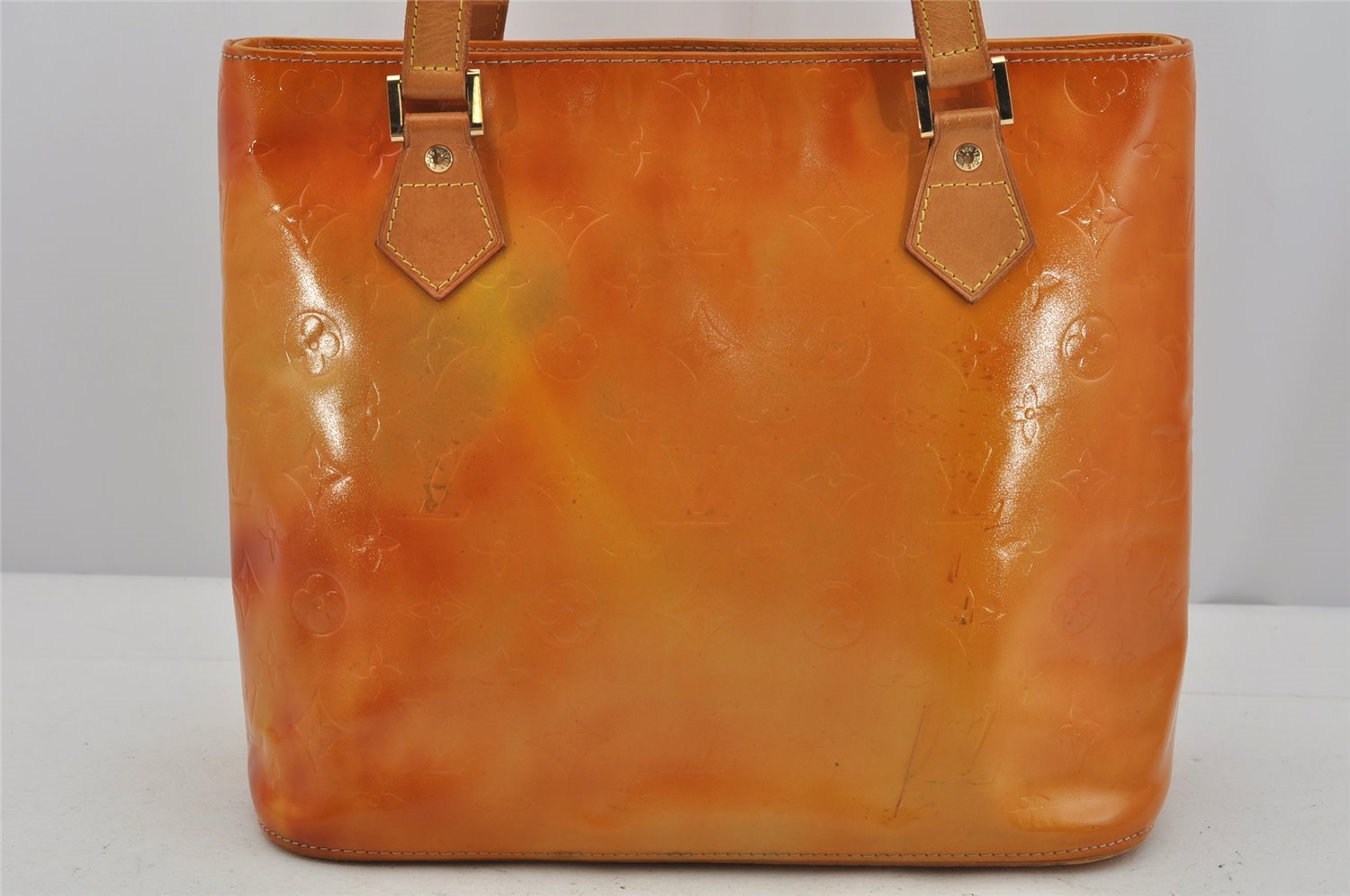 Authentic Louis Vuitton Vernis Houston Shoulder Hand Bag Orange M91053 LV 6007J