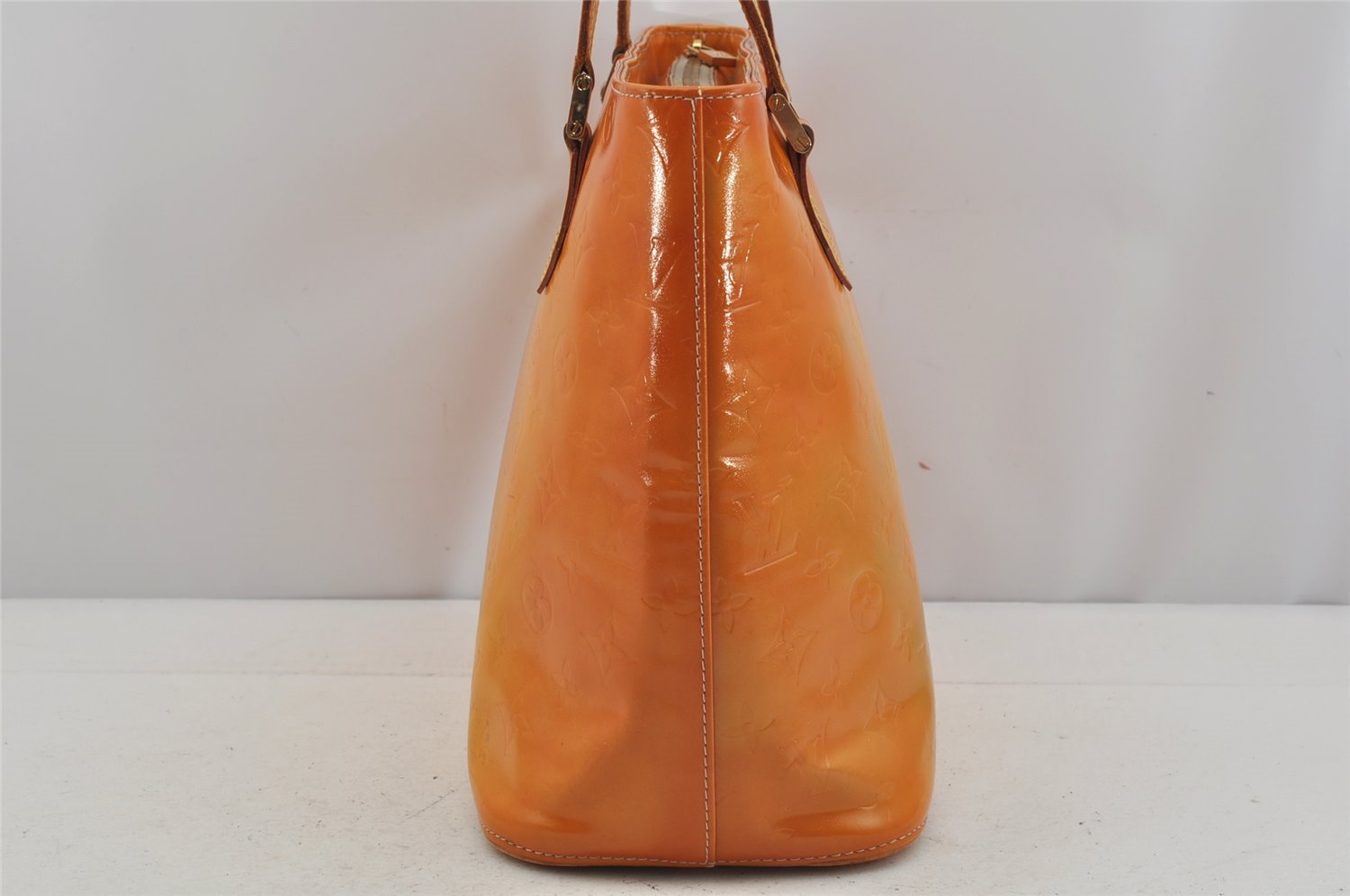 Authentic Louis Vuitton Vernis Houston Shoulder Hand Bag Orange M91053 LV 6007J