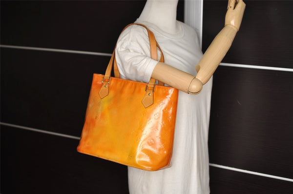 Authentic Louis Vuitton Vernis Houston Shoulder Hand Bag Orange M91053 LV 6007J