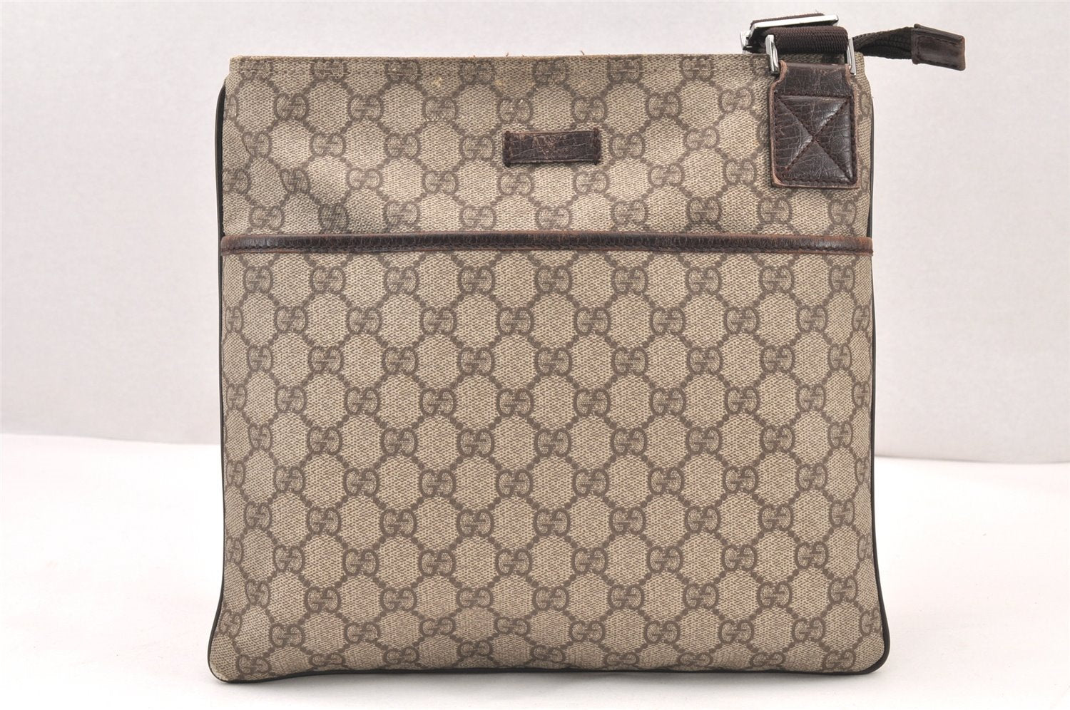 Authentic GUCCI Shoulder Cross Body Bag Purse GG PVC Leather 141626 Brown 6009K