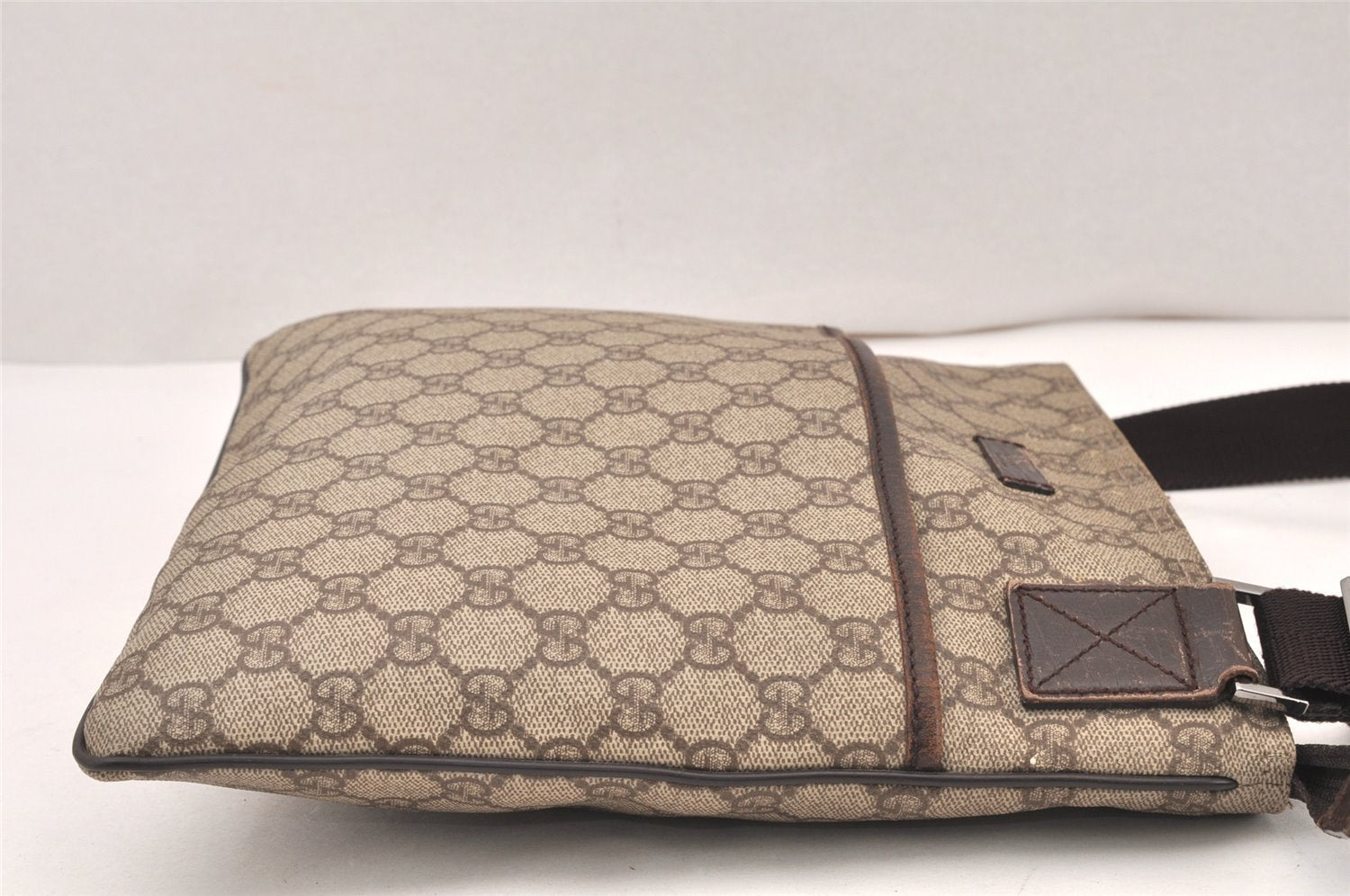 Authentic GUCCI Shoulder Cross Body Bag Purse GG PVC Leather 141626 Brown 6009K