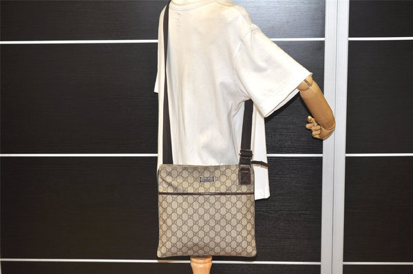 Authentic GUCCI Shoulder Cross Body Bag Purse GG PVC Leather 141626 Brown 6009K