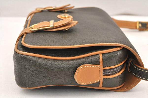 Authentic GUCCI Vintage Shoulder Cross Bag Purse Leather Brown Khaki 6010K