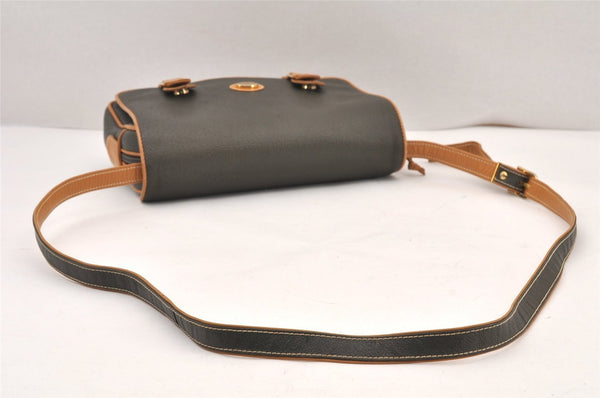 Authentic GUCCI Vintage Shoulder Cross Bag Purse Leather Brown Khaki 6010K