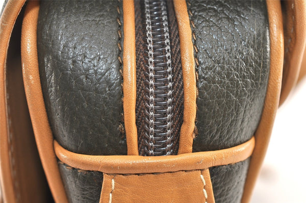 Authentic GUCCI Vintage Shoulder Cross Bag Purse Leather Brown Khaki 6010K