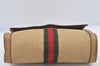 Authentic GUCCI Web Sherry Line Clutch Hand Bag Purse Canvas Leather Beige 6011K