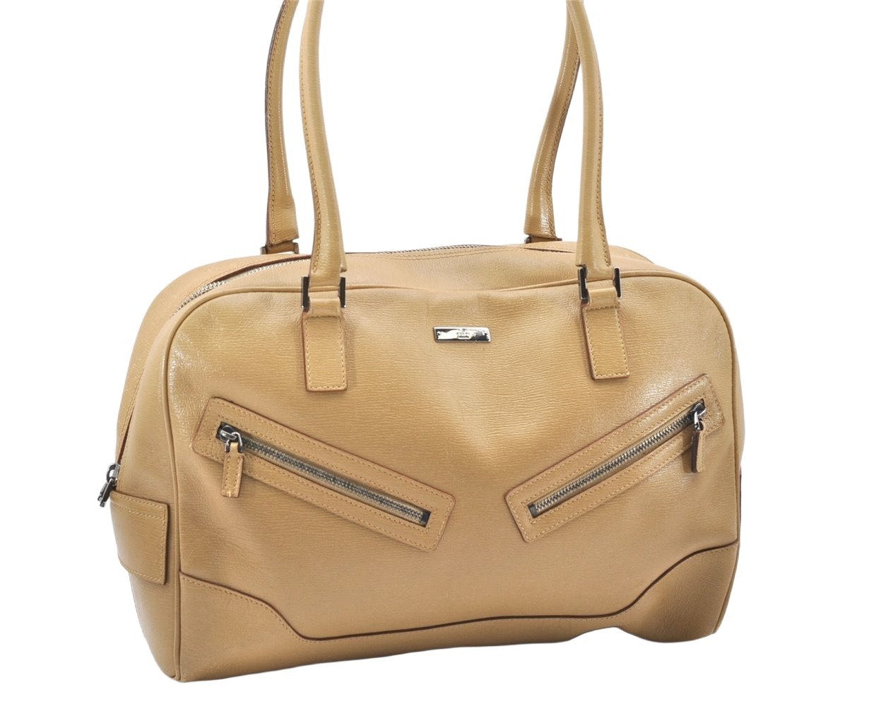 Authentic GUCCI Vintage Shoulder Hand Bag Purse Leather 0021115 Beige 6013K