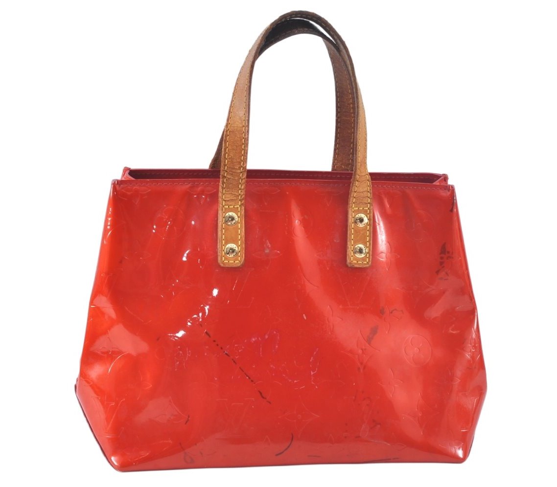 Authentic Louis Vuitton Vernis Reade PM Hand Bag Red M91088 LV 6016J