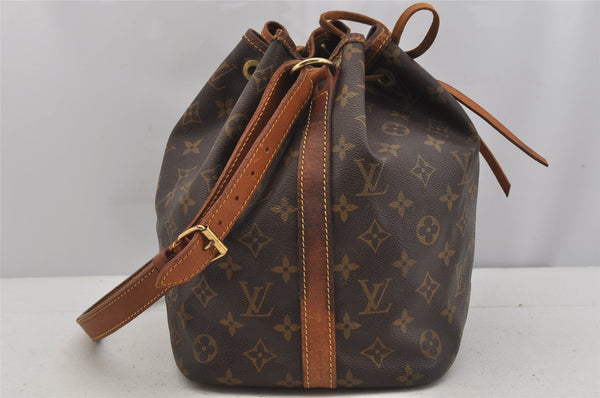 Authentic Louis Vuitton Monogram Petit Noe M42226 Shoulder Drawstring Bag 6017J