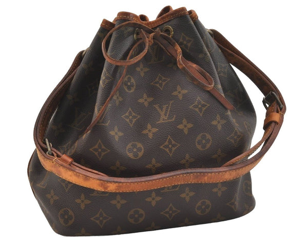 Authentic Louis Vuitton Monogram Petit Noe M42226 Shoulder Drawstring Bag 6019J