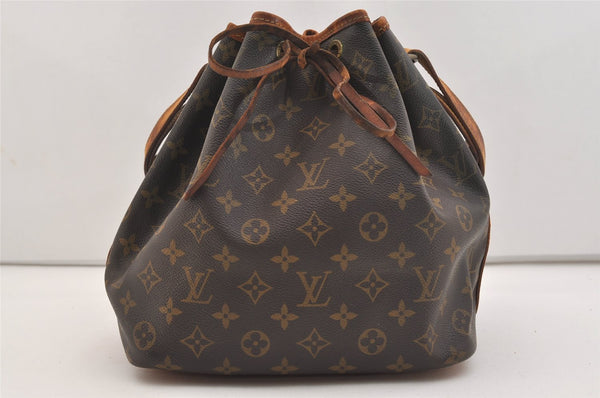 Authentic Louis Vuitton Monogram Petit Noe M42226 Shoulder Drawstring Bag 6019J