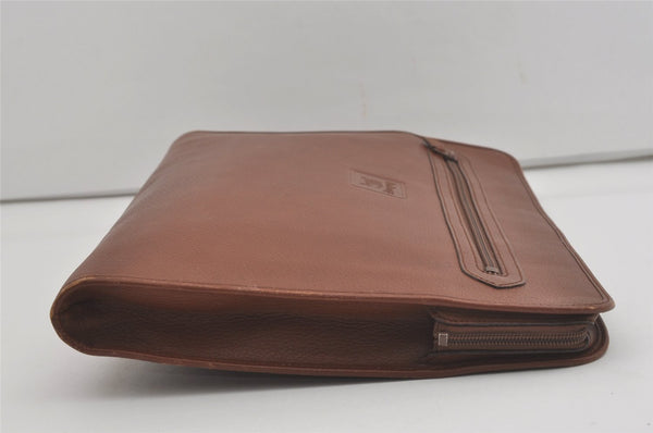 Authentic Burberrys Vintage Leather Business Clutch Documents Case Brown 6020I