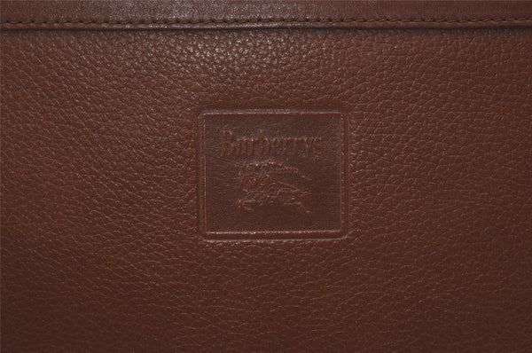 Authentic Burberrys Vintage Leather Business Clutch Documents Case Brown 6020I