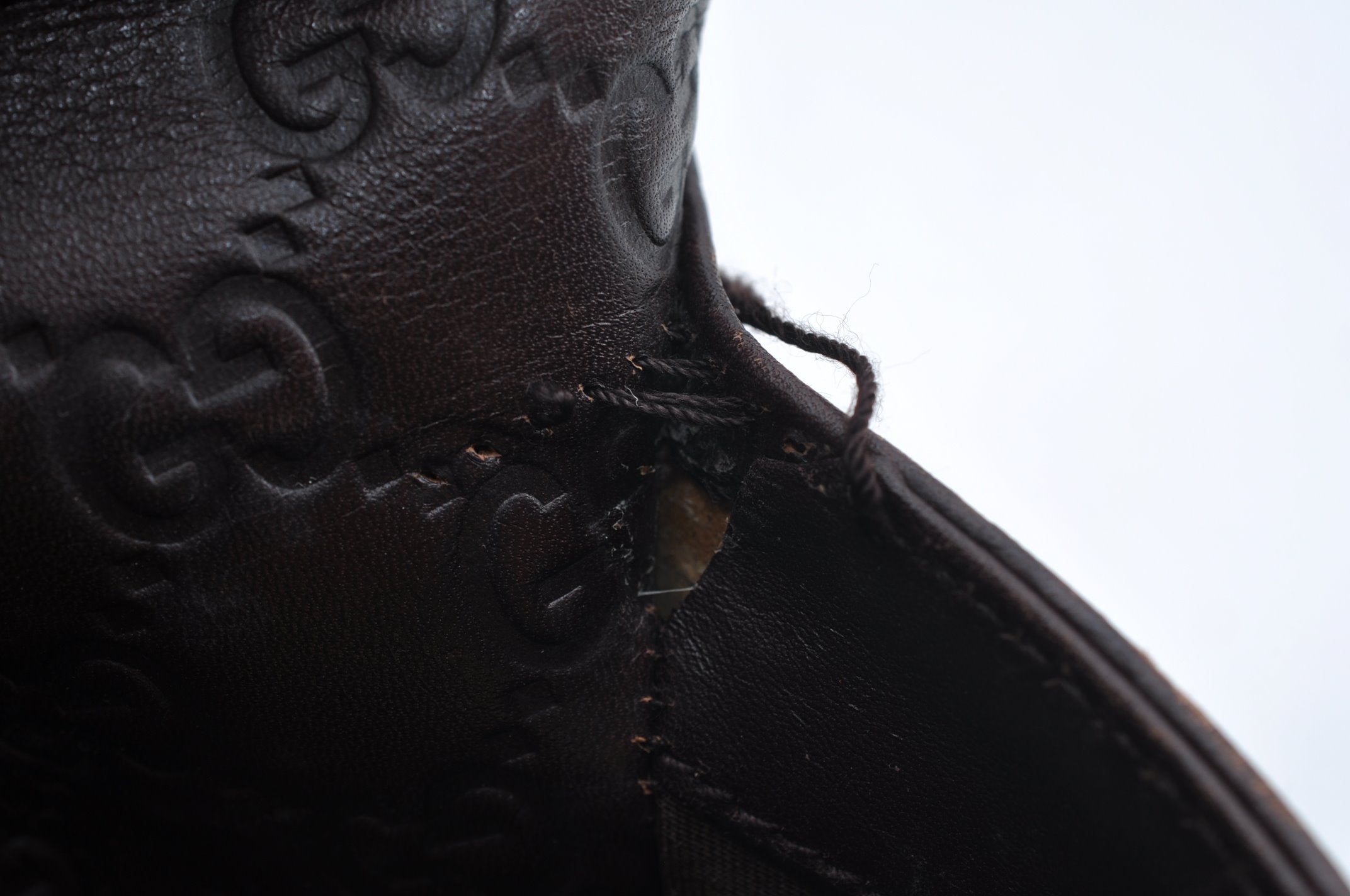 Authentic GUCCI Vintage Guccissima Tote Hand Bag GG Leather 145994 Brown 6022I