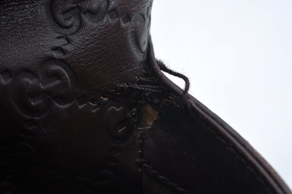 Authentic GUCCI Vintage Guccissima Tote Hand Bag GG Leather 145994 Brown 6022I