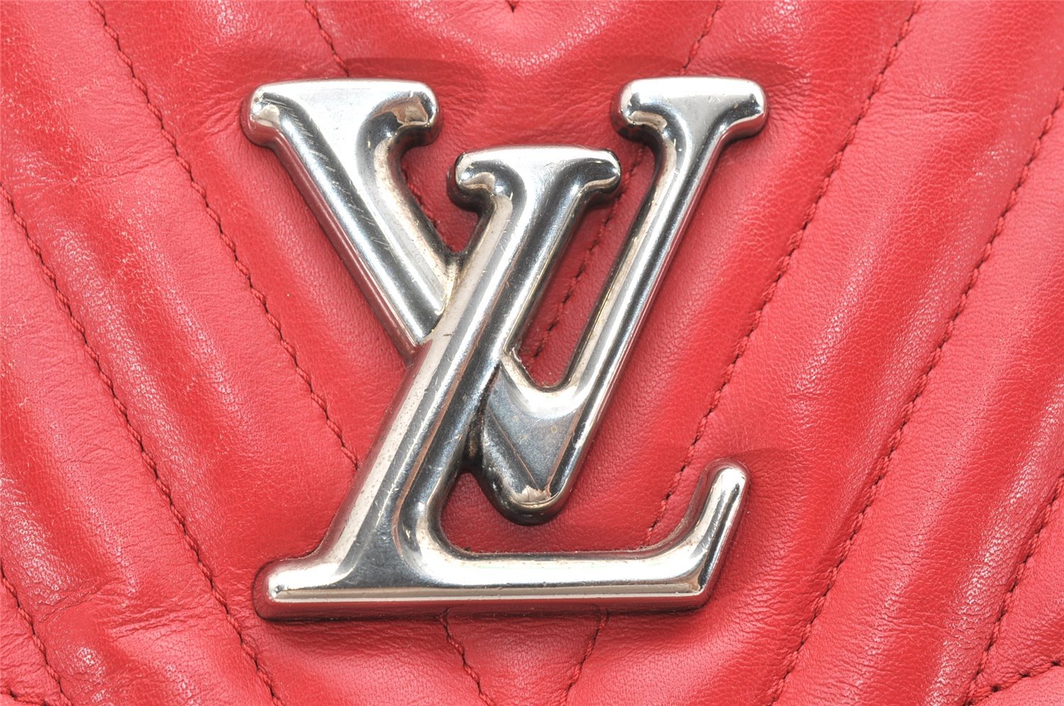 Auth Louis Vuitton New Wave Calf Skin Chain Shoulder Tote Bag M51497 Red 6023K