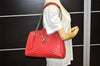 Auth Louis Vuitton New Wave Calf Skin Chain Shoulder Tote Bag M51497 Red 6023K