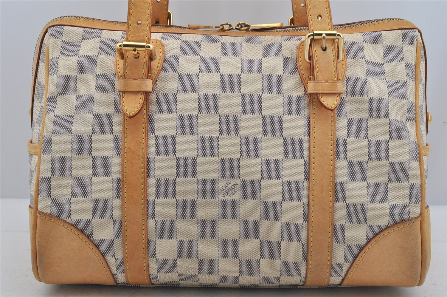 Authentic Louis Vuitton Damier Azur Berkeley Hand Boston Bag N52001 LV 6024J