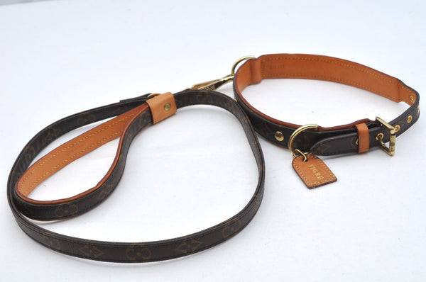 Auth Louis Vuitton Monogram Collier Baxter PM Leash Baxter MM M58072 LV 6025K