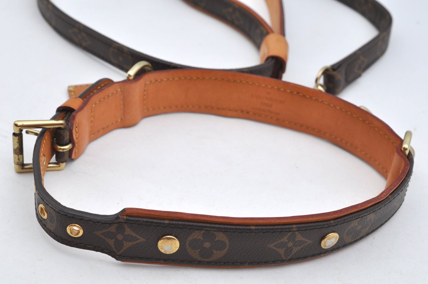 Auth Louis Vuitton Monogram Collier Baxter PM Leash Baxter MM M58072 LV 6025K